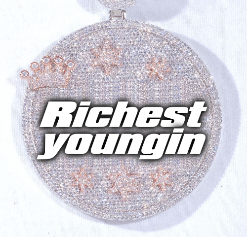 CUSTOM LETTER NECKLACE 3D BIG CROWN DISC