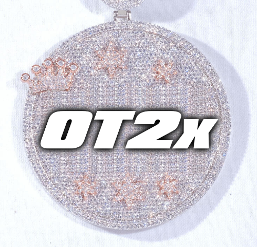 CUSTOM LETTER NECKLACE 3D BIG CROWN DISC