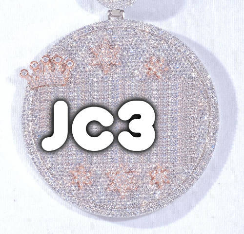 CUSTOM LETTER NECKLACE 3D BIG CROWN DISC