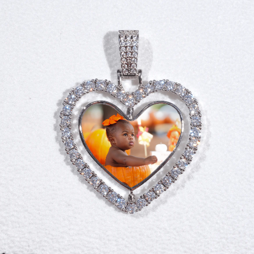 3D Spinning 2-Faced Heart Custom Picture Pendant