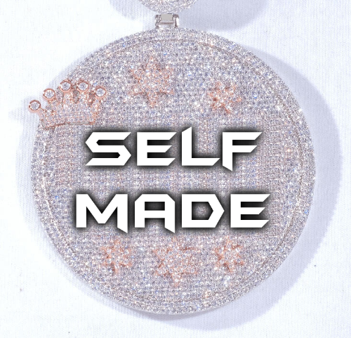 CUSTOM LETTER NECKLACE 3D BIG CROWN DISC