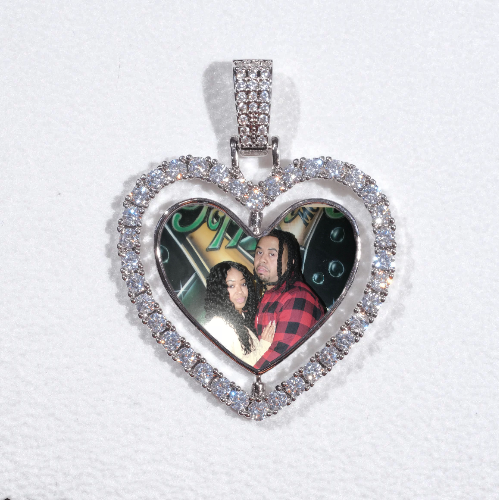 3D Spinning 2-Faced Heart Custom Picture Pendant