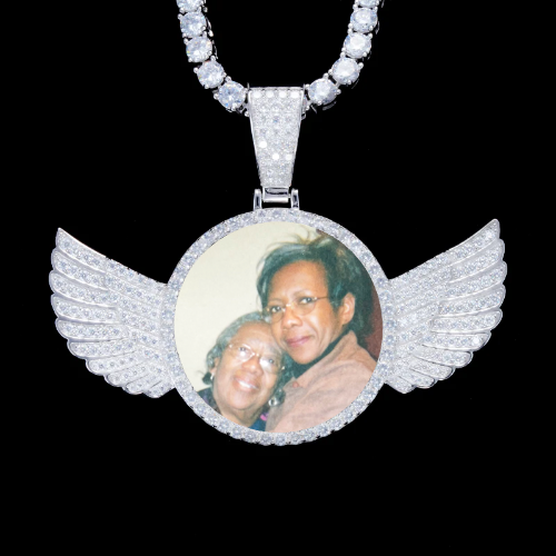 925S & VVS Moissanite 3D Wing Custom Picture Pendant