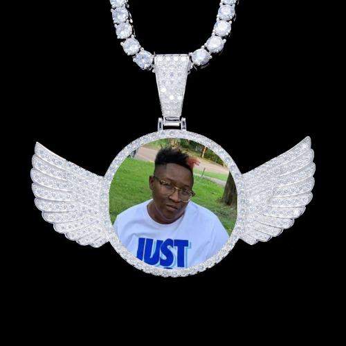 925S & VVS Moissanite 3D Wing Custom Picture Pendant