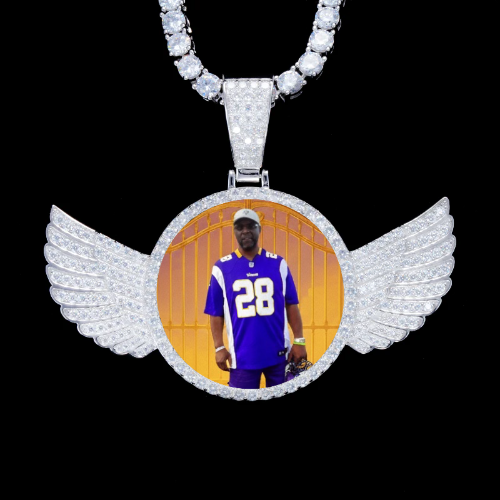 925S & VVS Moissanite 3D Wing Custom Picture Pendant