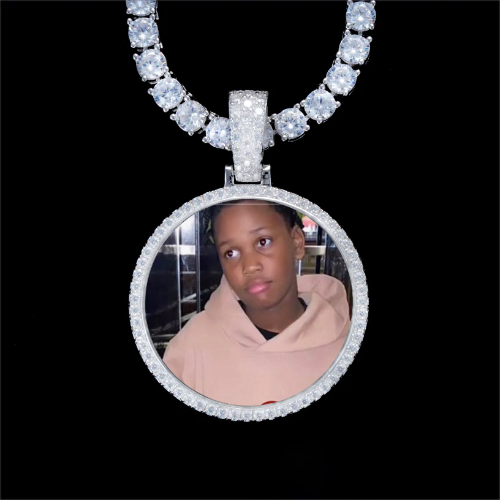 925S & VVS Moissanite 3D Circle Custom Picture Pendant