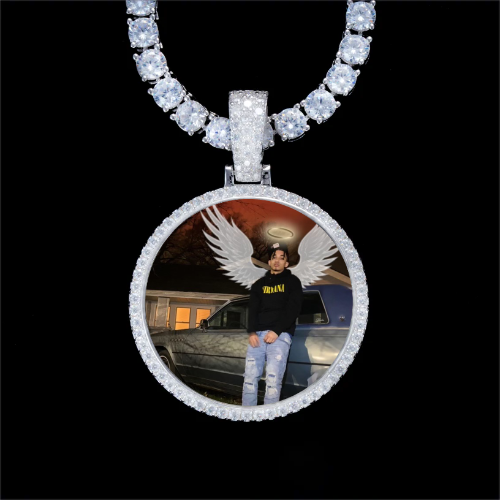 925S & VVS Moissanite 3D Circle Custom Picture Pendant