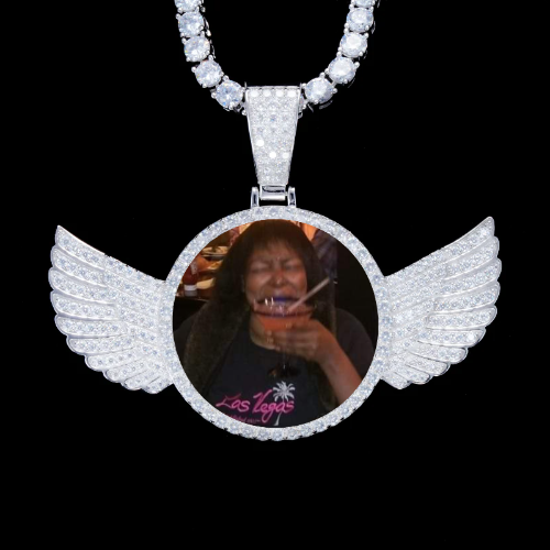 925S & VVS Moissanite 3D Wing Custom Picture Pendant