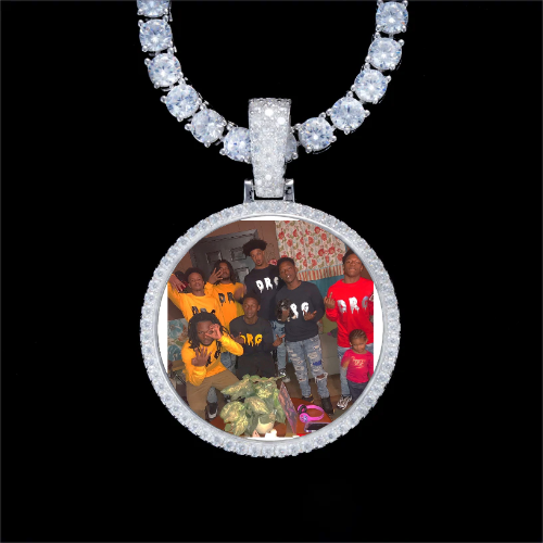 925S & VVS Moissanite 3D Circle Custom Picture Pendant