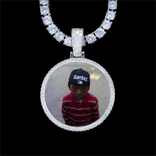 925S & VVS Moissanite 3D Circle Custom Picture Pendant