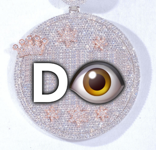CUSTOM LETTER NECKLACE 3D BIG CROWN DISC