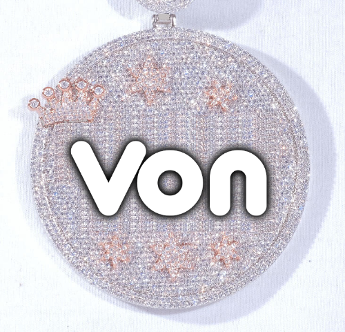 CUSTOM LETTER NECKLACE 3D BIG CROWN DISC
