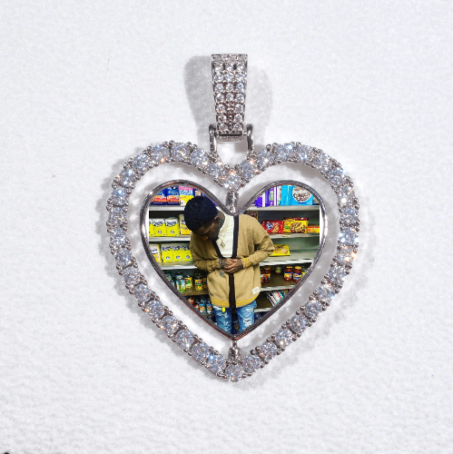 3D Spinning 2-Faced Heart Custom Picture Pendant