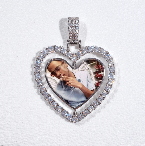 3D Spinning 2-Faced Heart Custom Picture Pendant