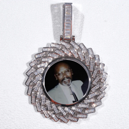 Large 3D Baguette Custom Picture Pendant