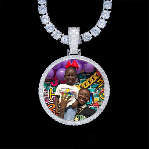 925S & VVS Moissanite 3D Circle Custom Picture Pendant