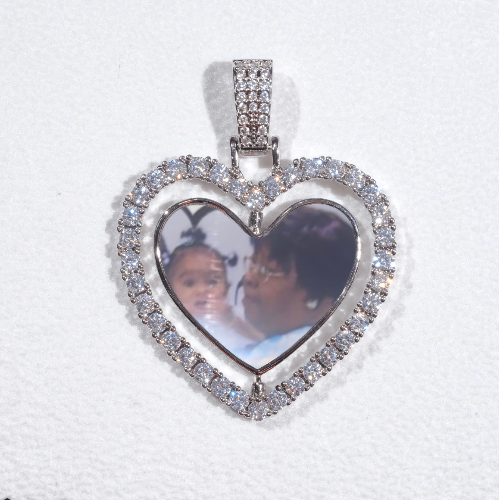 3D Spinning 2-Faced Heart Custom Picture Pendant