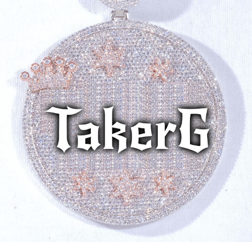 CUSTOM LETTER NECKLACE 3D BIG CROWN DISC