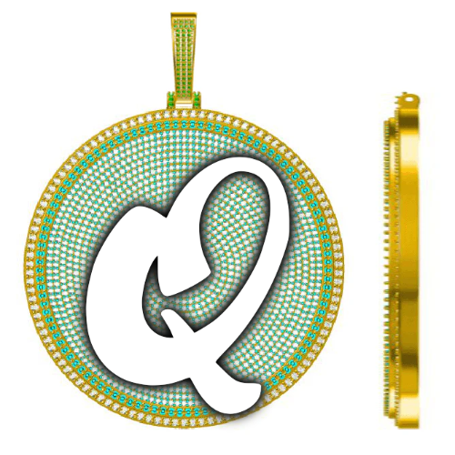 CUSTOM LETTER NECKLACE 3D BIG DISC