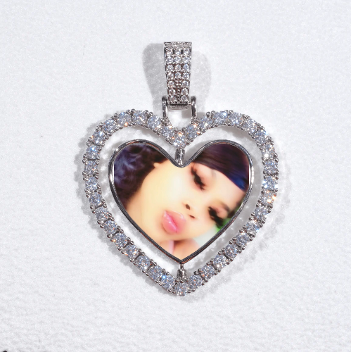 3D Spinning 2-Faced Heart Custom Picture Pendant