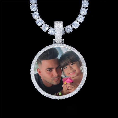 925S & VVS Moissanite 3D Circle Custom Picture Pendant