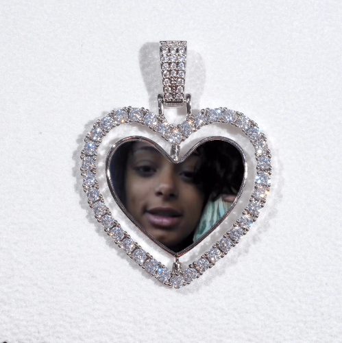 3D Spinning 2-Faced Heart Custom Picture Pendant
