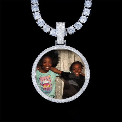 925S & VVS Moissanite 3D Circle Custom Picture Pendant