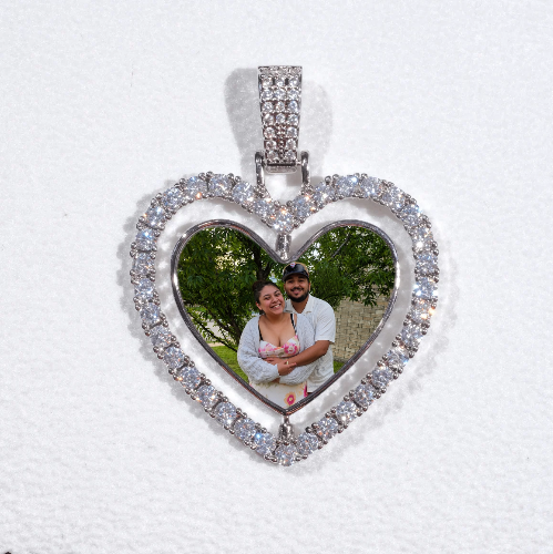 3D Spinning 2-Faced Heart Custom Picture Pendant