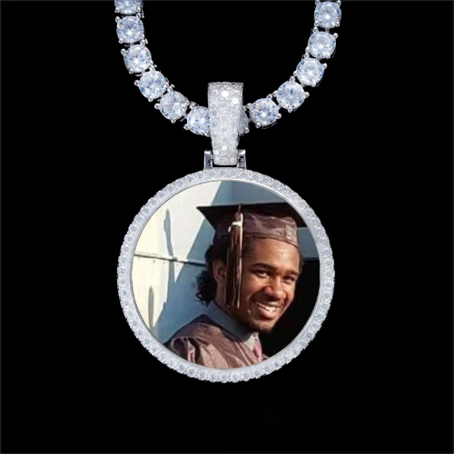 925S & VVS Moissanite 3D Circle Custom Picture Pendant