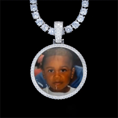 925S & VVS Moissanite 3D Circle Custom Picture Pendant