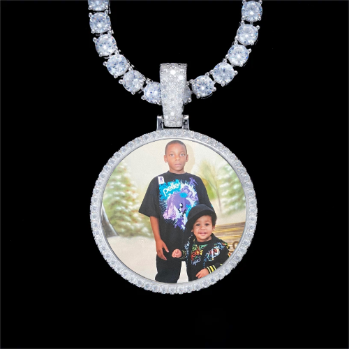 925S & VVS Moissanite 3D Circle Custom Picture Pendant