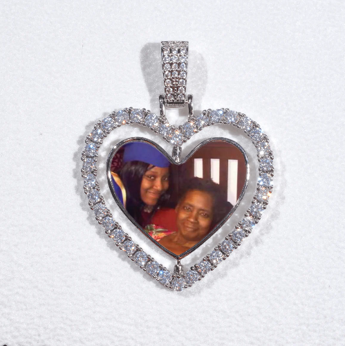 3D Spinning 2-Faced Heart Custom Picture Pendant