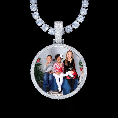925S & VVS Moissanite 3D Circle Custom Picture Pendant