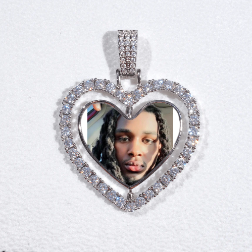 3D Spinning 2-Faced Heart Custom Picture Pendant