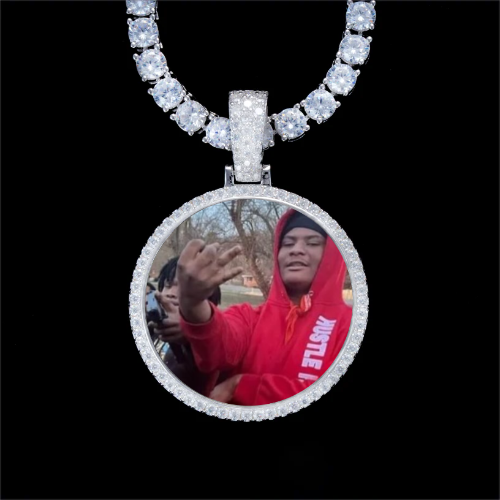 925S & VVS Moissanite 3D Circle Custom Picture Pendant