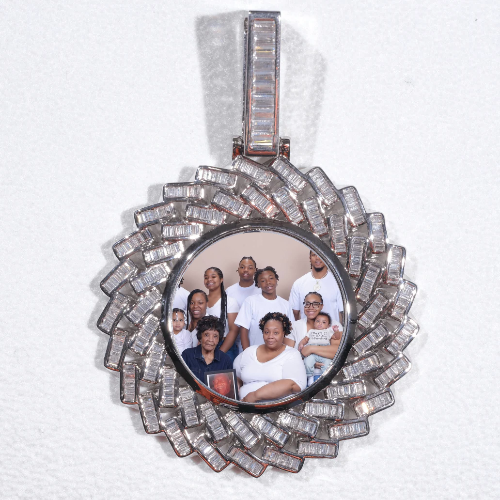 Large 3D Baguette Custom Picture Pendant