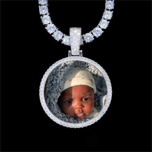 925S & VVS Moissanite 3D Circle Custom Picture Pendant