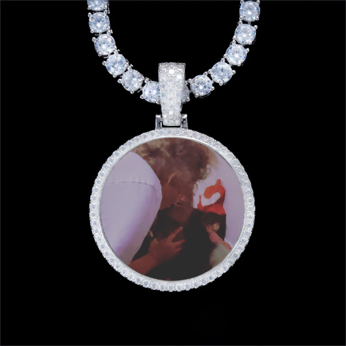 925S & VVS Moissanite 3D Circle Custom Picture Pendant