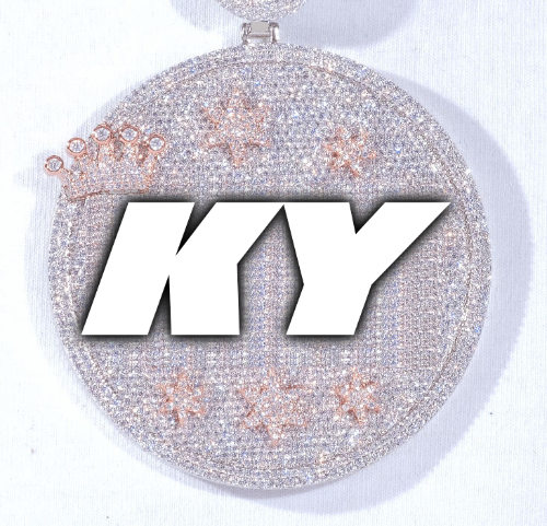 CUSTOM LETTER NECKLACE 3D BIG CROWN DISC