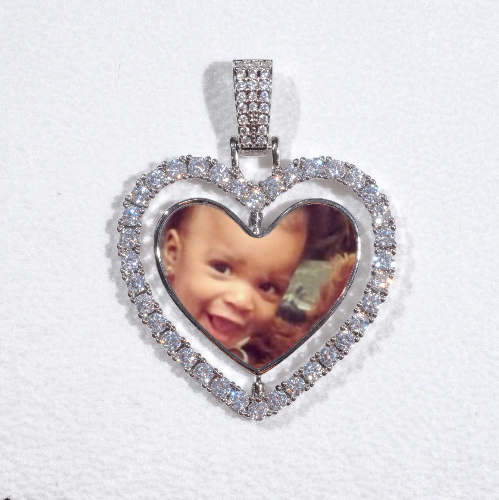 3D Spinning 2-Faced Heart Custom Picture Pendant