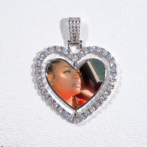 3D Spinning 2-Faced Heart Custom Picture Pendant