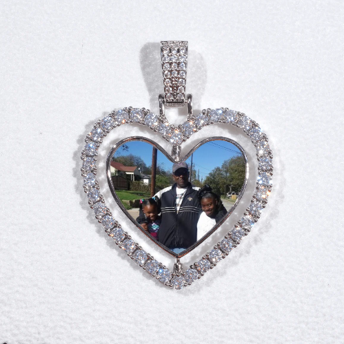 3D Spinning 2-Faced Heart Custom Picture Pendant