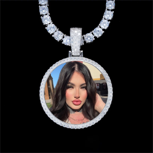 925S & VVS Moissanite 3D Circle Custom Picture Pendant