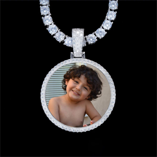 925S & VVS Moissanite 3D Circle Custom Picture Pendant