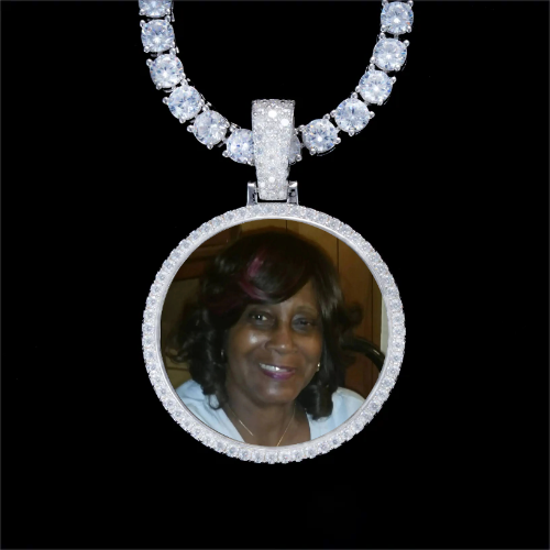 925S & VVS Moissanite 3D Circle Custom Picture Pendant