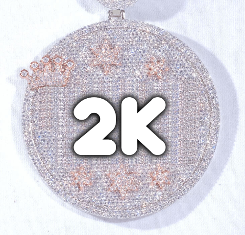 CUSTOM LETTER NECKLACE 3D BIG CROWN DISC