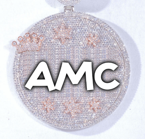 CUSTOM LETTER NECKLACE 3D BIG CROWN DISC