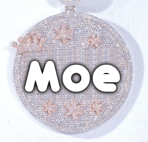 CUSTOM LETTER NECKLACE 3D BIG CROWN DISC