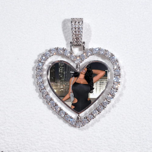 3D Spinning 2-Faced Heart Custom Picture Pendant