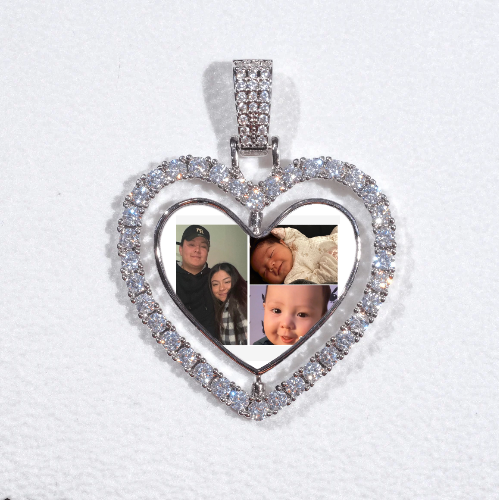 3D Spinning 2-Faced Heart Custom Picture Pendant